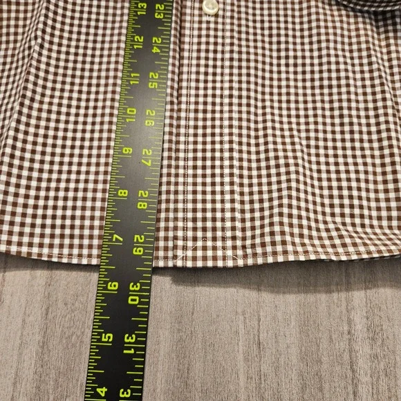 Ralph Lauren Classic Fit Gingham Shirt Mens Medium Brown White Check Long Sleeve - Picture 5 of 8